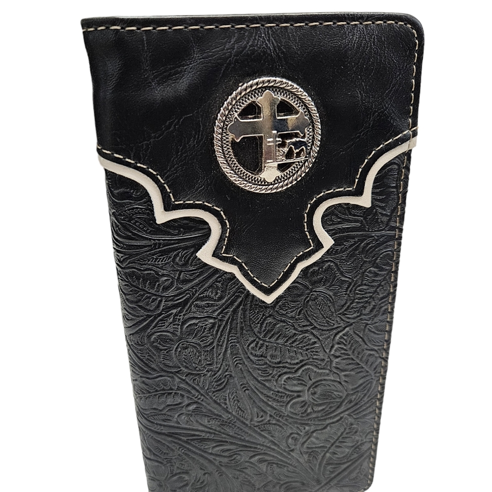 Western Cowboy Taxes Flag  Wallet Genuine Leather Bi-fold Long wallet fo…